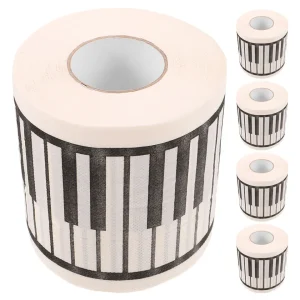 5 Rolls Piano Toilet Paper Keyboard Printed Soft Bathroom Tissue Decorative Music Theme Napkin for Gift Or Home Decoration